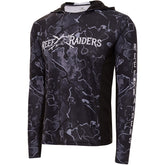 Hooded Reef Raiders Black Camo Long Sleeve UV Fishing Tee